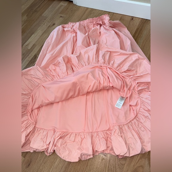 Anthropologie Bubble Hem Poofy Maxi Skirt Elastic Waist Peach Coral Pink XL - Picture 9 of 14